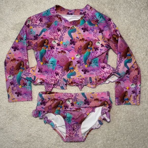 Posh Peanut Other - Posh Peanut x Disney’s “The Little Mermaid” Print Toddler Girls Swim Set - Pink